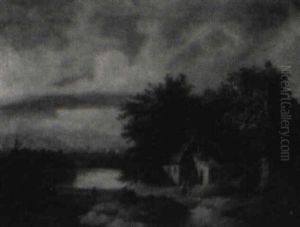 Figures Near A Farm by Anton Doll