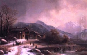 Alpine Village In Winter by Anton Doll