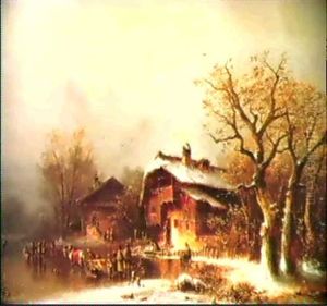Winterliches Treiben In Einem Dorf Winterliches Treiben In Einem Dorf
