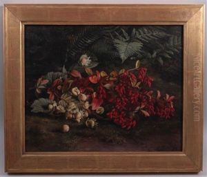Hagebutten Und Haselnusse, Ol Auf Leinwand, Ca. 31 X 39 Cm, Signiert, Datiert 98, Gerahmt