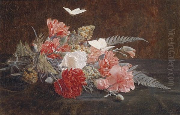 Blumenbouquet Mit Nelken Und Farnen - view 1