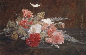 Blumenbouquet Mit Nelken Und Farnen