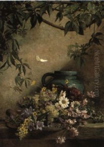Wiesenblumen Vor Einem Tonkrug by Auguste Doll