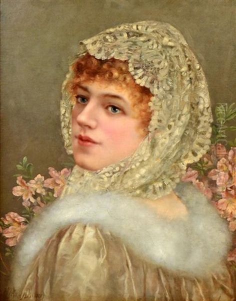 British Classical Maiden, Wearing A Lace Head Scarf - view 1