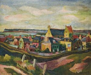 Blick Auf Eine Stadt Am Meer by Eduard Dollerschell