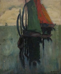 Paar Segelschiffe by Eduard Dollerschell