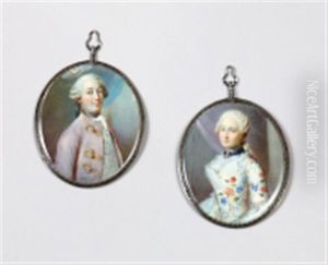 Portrait D'un Couple De Personnages En Habit De Soie (2 Works)