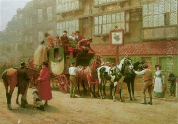The London To York Coach Outside The Black Swan - view 1
