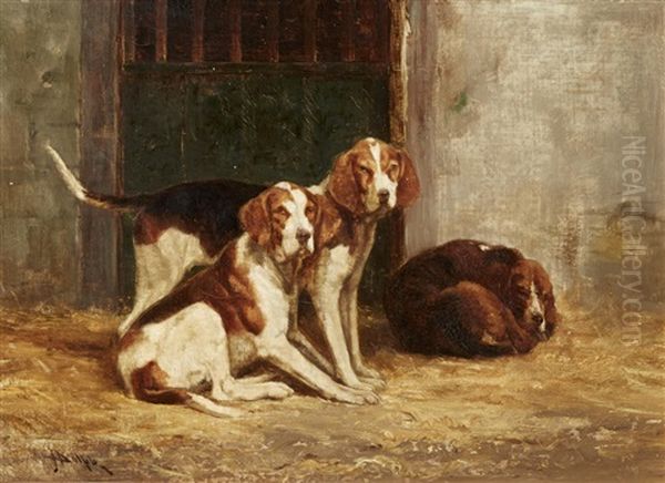 Three Hounds In A Kennel - view 1