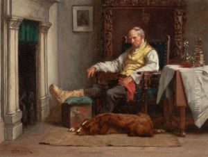 Resting By The Fireplace by John Henry Dolph