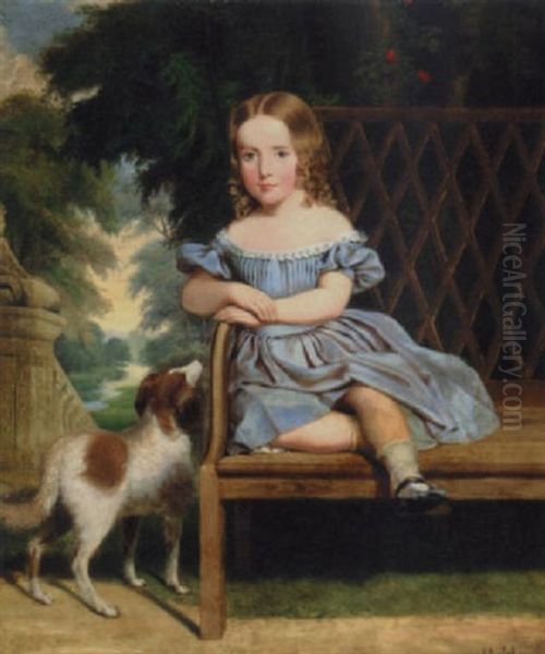 Young Girl With Dog - view 1