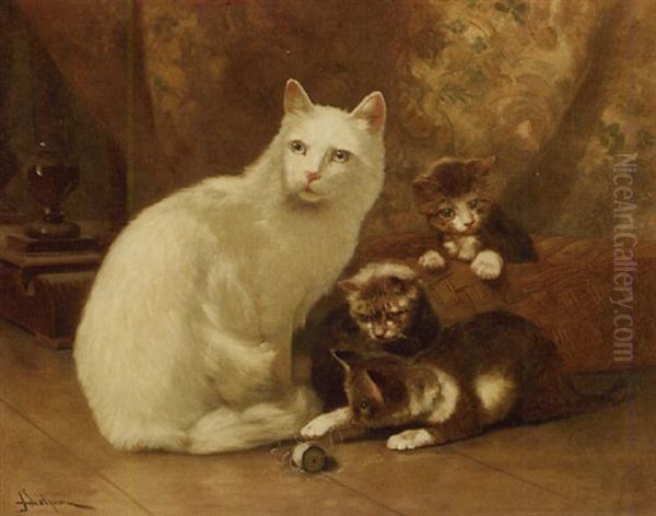 A Spool Of Thread, A Mother With Her Kittens - view 1