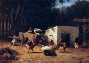 Chickens In A Barnyard by John Henry Dolph