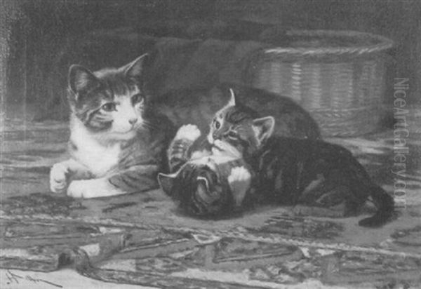 A Mother Cat And Her Kittens - view 1