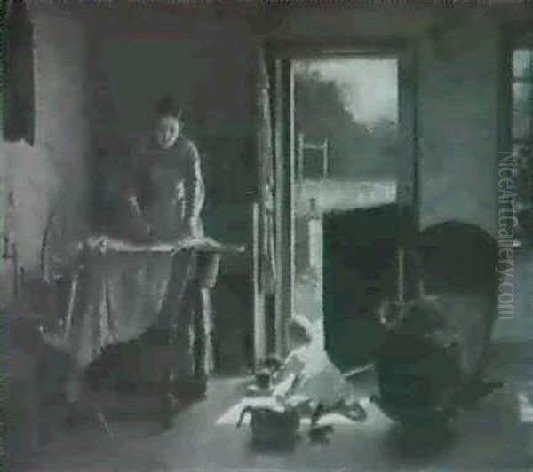 Baby Playing With Kittens - view 1