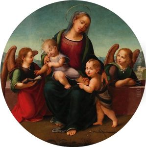 The Madonna And Child With The Infant Saint John The Baptist And Two Angels by Mariotto Dolzemele