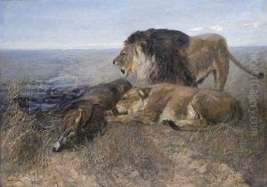 Lowen Ihre Beute Verspeisend by Carl von Dombrowski