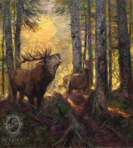 Waldinneres Mit Hirsch Und Reh