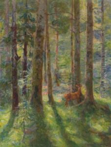 Rehbock Im Sonnendurchfluteten Wald