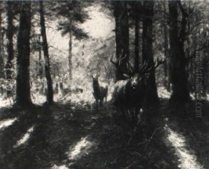 Hirschbrunftrudel Im Herbstwald Hirschbrunftrudel Im Herbstwald