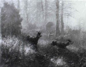 Rehe Im Wald by Carl von Dombrowski