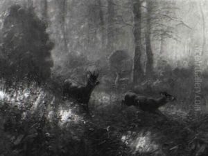 Fluchtendes Rehwild by Carl von Dombrowski