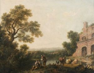 Bergers Dans Un Paysage by Pierre Salomon Domenchin de Chavanne