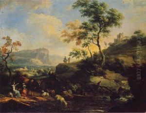 Paysage Aux Bergeres Et Au Troupeau by Pierre Salomon Domenchin de Chavanne