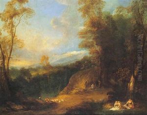 Lavandieres Et Berger Dans Un Paysage Boise Lavandieres Et Berger Dans Un Paysage Boise