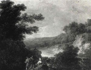 Le Repos Des Bergers Pres D'une Cascade by Pierre Salomon Domenchin de Chavanne