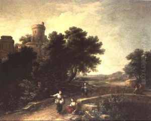 Bouviers Et Leur Troupeau Sur Un Pont Bouviers Et Leur Troupeau Sur Un Pont