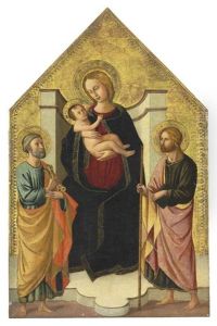 The Madonna And Child With Saints Peter And John The Baptist by Domenico Di Michelino