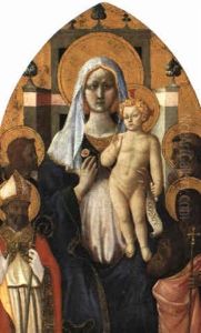 Thronende Madonna Mit Kind Und 4 Heiligen by Domenico Di Michelino