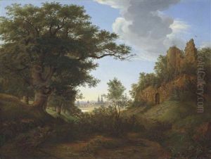 A Wooded Landscape With Ruins And A View Of Cologne, The High Cathedral Of Saints Peter And Mary Beyond