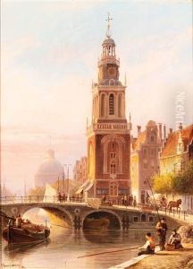 Fishermen Along The Singel At Dusk