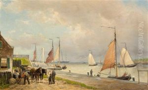 Ingang Der Haven Te Den Helder, Holland by Cornelis Christiaan Dommelshuizen