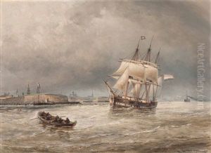 Vlissingue, Entrance To The Schelde, A Three Masted Merchantship Taking In Their Pilot