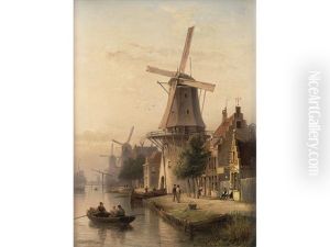A Dutch Windmill Scene A Dutch Windmill Scene