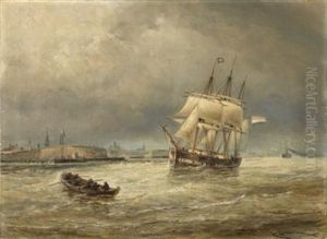 Vlissingue - Entrance To The Schelde; A Three Masted Merchant Ship Taking In Their Pilot