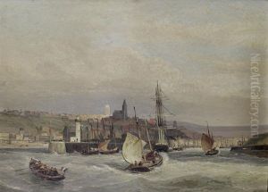 Entrance To The Harbor Of Boulogne (+ Rotterdam; Pair) by Cornelis Christiaan Dommelshuizen