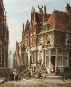 The Jewish Quarter, Amsterdam by Cornelis Christiaan Dommelshuizen