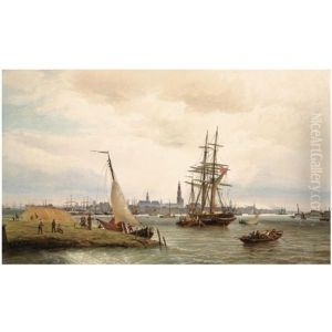 The Harbour Of Antwerp With A View From The Left Bank Over The River Scheldt And The Onze Lieve Vrouw Cathedral In The Background The Harbour Of Antwerp With A View From The Left Bank Over The River Scheldt And The Onze Lieve Vrouw Cathedral In The Background