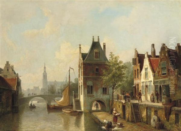 A Capriccio View Of A Canal In Alkmaar - view 1
