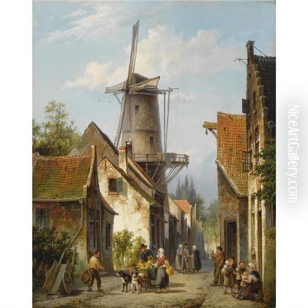 Figures In The Streets Of A Dutch Town - view 1