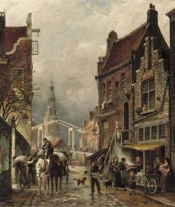 Quartier Juif - A View Of The Jewish Quarter With The Oudeschans And The Montelbaanstoren, Amsterdam by Cornelis Christiaan Dommelshuizen