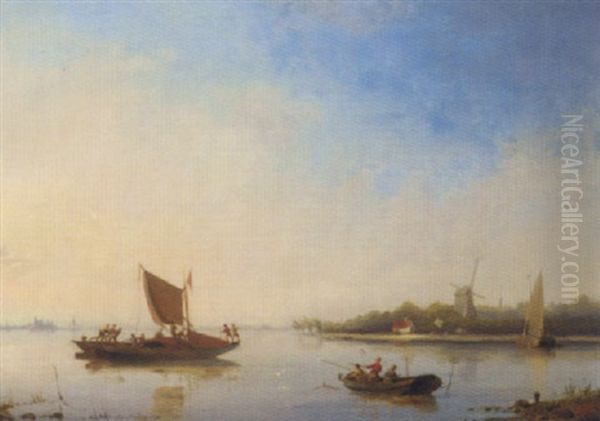 Fishing Boats In A River Landscape - view 1