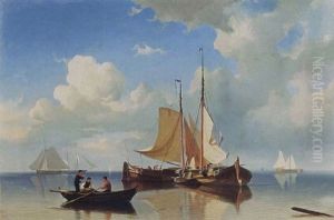 Shipping In An Estuary by Cornelis Christiaan Dommelshuizen