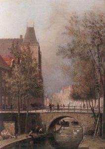 A Dutch Town Scene by Cornelis Christiaan Dommelshuizen