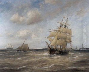 Off The Coast Of Holland At Ymuiden by Cornelis Christiaan Dommelshuizen
