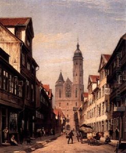 Street In Munich by Cornelis Christiaan Dommelshuizen